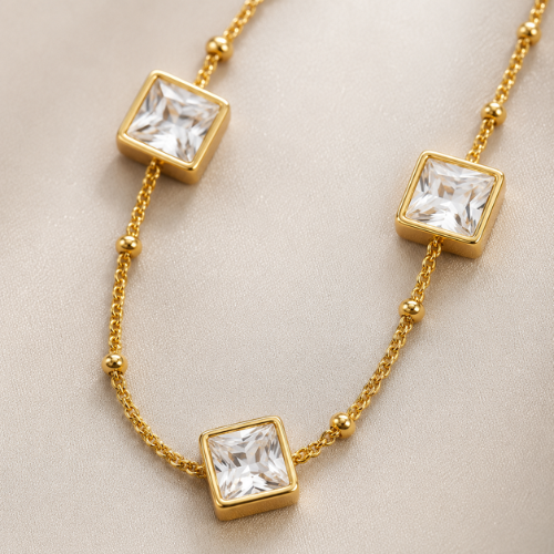 White Cube Ball Chain Necklace