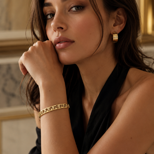 Plain Flower Gold Handcuff