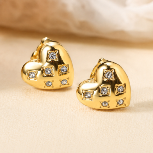 Zircon Heart Studs