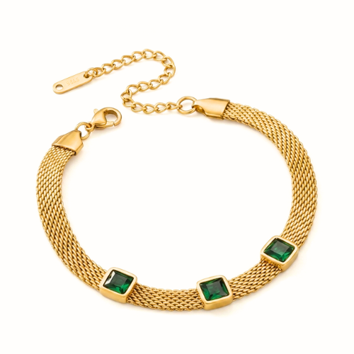 Mesh Green Zircon Bracelet