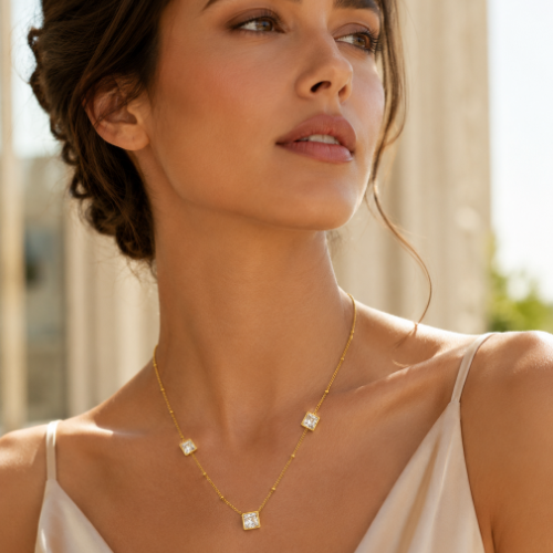 White Cube Ball Chain Necklace