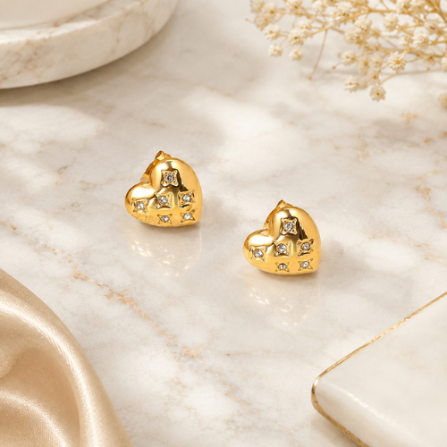 Zircon Heart Studs