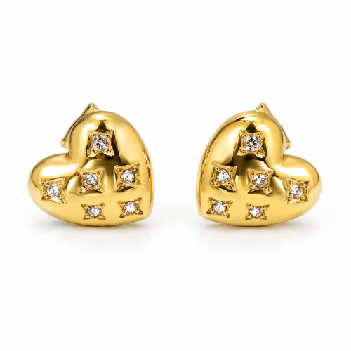 Zircon Heart Studs